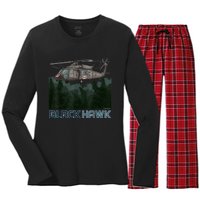 Black Hawk Helicopter Military Armed Forces Novelty Women's Long Sleeve Flannel Pajama Set 