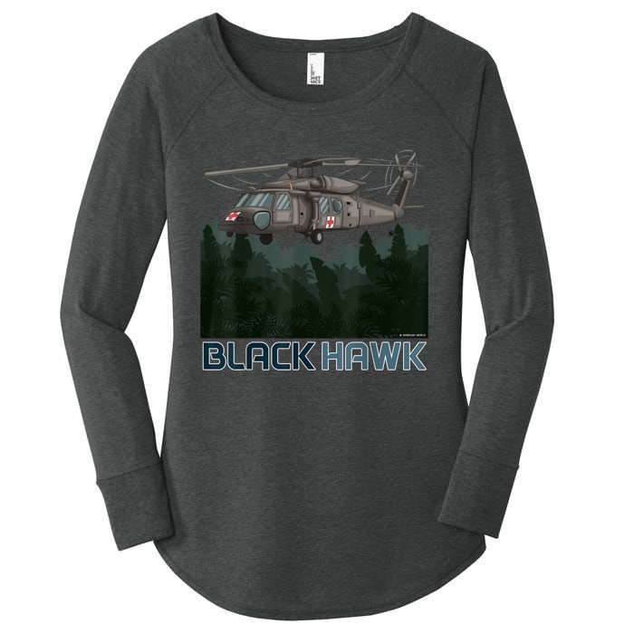 Black Hawk Helicopter Military Armed Forces Novelty Women's Perfect Tri Tunic Long Sleeve Shirt