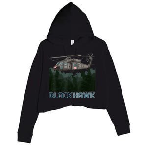 Black Hawk Helicopter Military Armed Forces Novelty Crop Fleece Hoodie