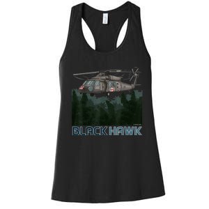 Black Hawk Helicopter Military Armed Forces Novelty Women's Racerback Tank