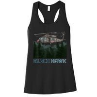 Black Hawk Helicopter Military Armed Forces Novelty Women's Racerback Tank