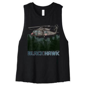 Black Hawk Helicopter Military Armed Forces Novelty Women's Racerback Cropped Tank