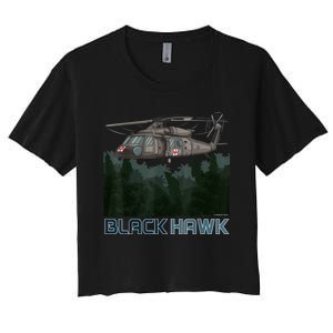 Black Hawk Helicopter Military Armed Forces Novelty Women's Crop Top Tee