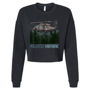 Black Hawk Helicopter Military Armed Forces Novelty Cropped Pullover Crew