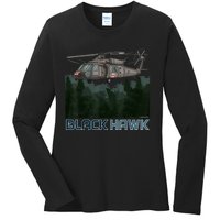 Black Hawk Helicopter Military Armed Forces Novelty Ladies Long Sleeve Shirt