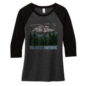 Black Hawk Helicopter Military Armed Forces Novelty Women's Tri-Blend 3/4-Sleeve Raglan Shirt