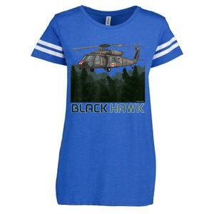 Black Hawk Helicopter Military Armed Forces Novelty Enza Ladies Jersey Football T-Shirt