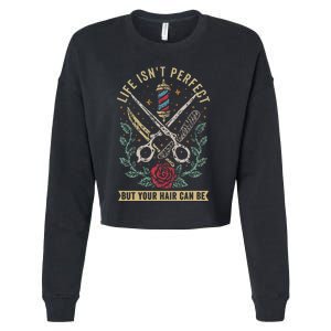 Barber Hairdresser Hairstylist Barbershop Barber Cropped Pullover Crew