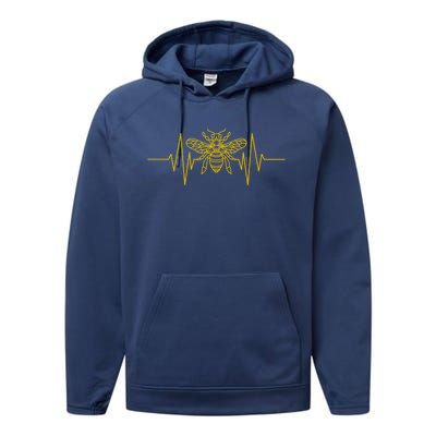 Bee Heartbeat Honey Gift Performance Fleece Hoodie