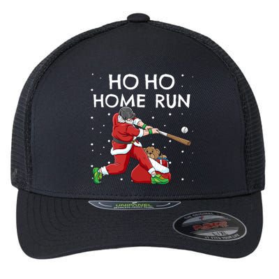 Baseball Ho Ho Home Run Funny Christmas Flexfit Unipanel Trucker Cap