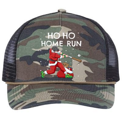 Baseball Ho Ho Home Run Funny Christmas Retro Rope Trucker Hat Cap