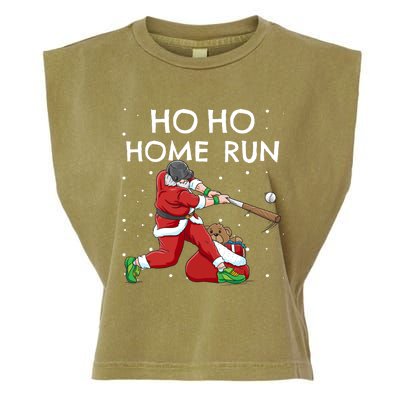 Baseball Ho Ho Home Run Funny Christmas Garment-Dyed Women's Muscle Tee