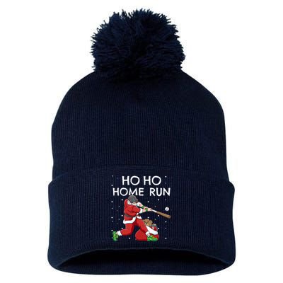 Baseball Ho Ho Home Run Funny Christmas Pom Pom 12in Knit Beanie