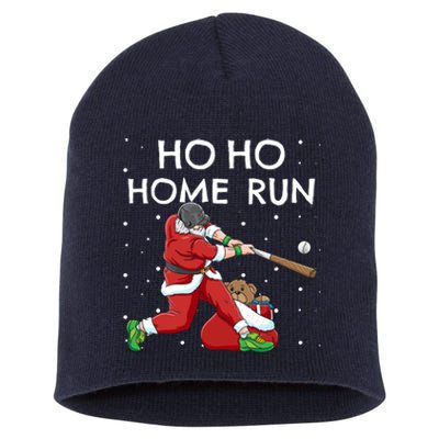 Baseball Ho Ho Home Run Funny Christmas Short Acrylic Beanie