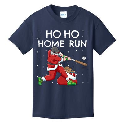 Baseball Ho Ho Home Run Funny Christmas Kids T-Shirt