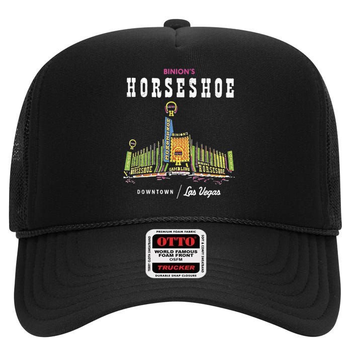 Binion's Horseshoe Hotel Casino Vintage Retro Las Vegas High Crown Mesh Back Trucker Hat