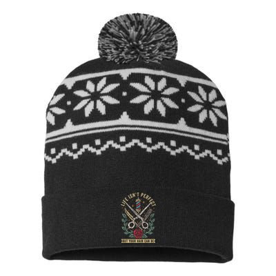 Barber Hairdresser Hairstylist Barbershop Barber Min USA-Made Snowflake Beanie