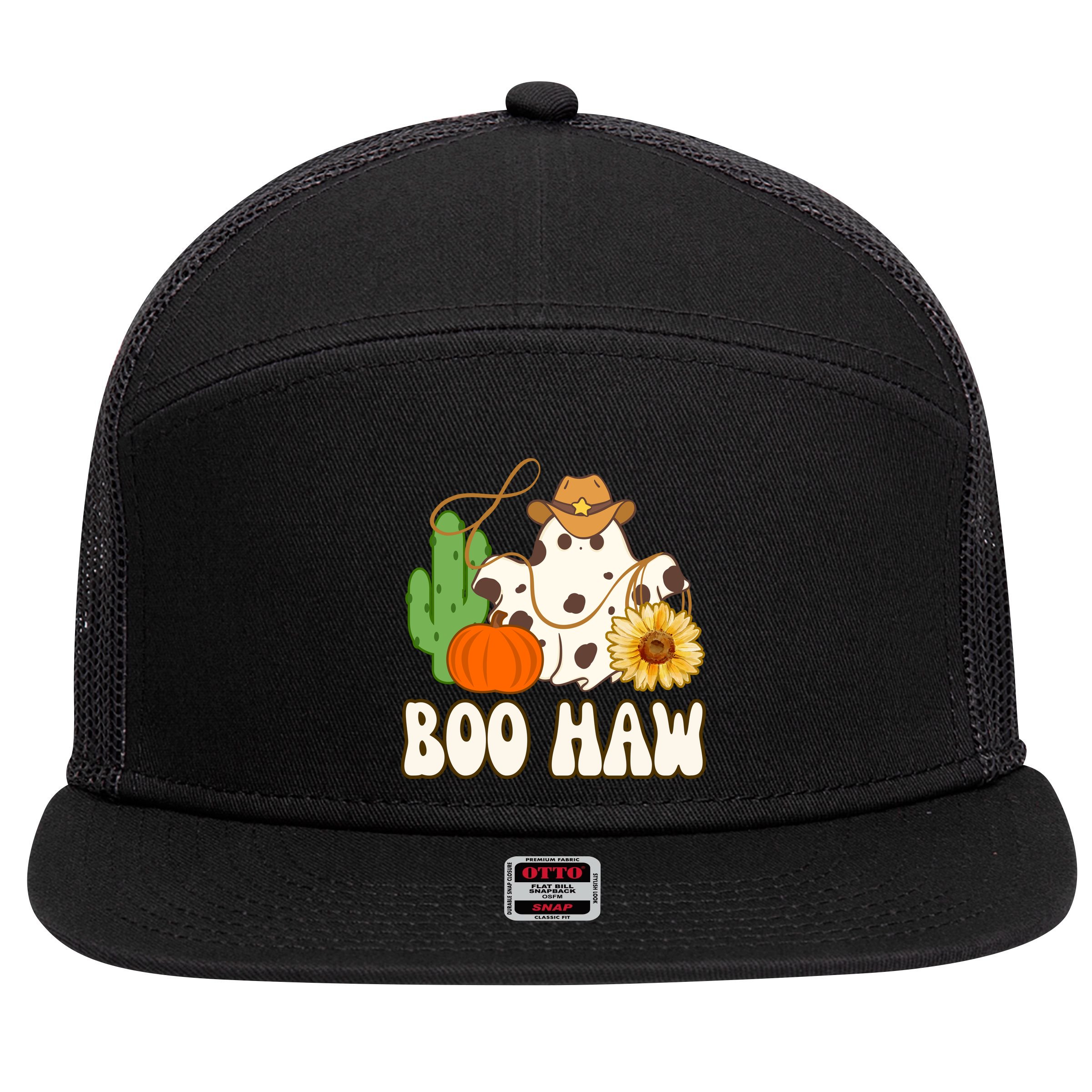 Boo Haw Halloween Country 7 Panel Mesh Trucker Snapback Hat
