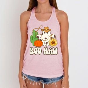 Boo Haw Halloween Country Women's Knotted Racerback Tank