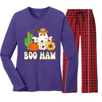 Boo Haw Halloween Country Women's Long Sleeve Flannel Pajama Set 