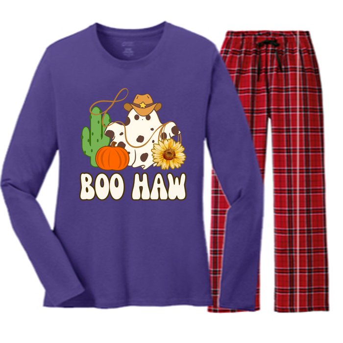 Boo Haw Halloween Country Women's Long Sleeve Flannel Pajama Set 