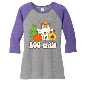 Boo Haw Halloween Country Women's Tri-Blend 3/4-Sleeve Raglan Shirt