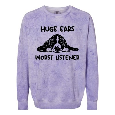 Basset Hound Huge Ears Worst Listener Colorblast Crewneck Sweatshirt