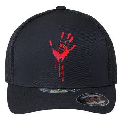 Bloody Hand Horror Blood Creepy Halloween Flexfit Unipanel Trucker Cap