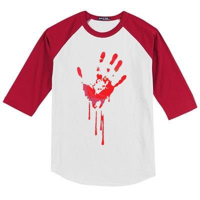 Bloody Hand Horror Blood Creepy Halloween Kids Colorblock Raglan Jersey