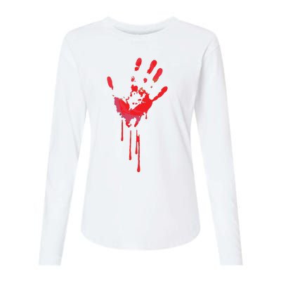 Bloody Hand Horror Blood Creepy Halloween Womens Cotton Relaxed Long Sleeve T-Shirt