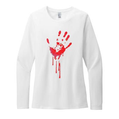 Bloody Hand Horror Blood Creepy Halloween Womens CVC Long Sleeve Shirt