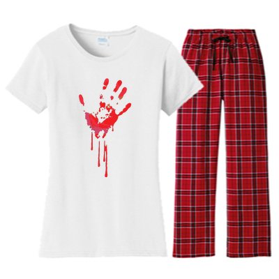 Bloody Hand Horror Blood Creepy Halloween Women's Flannel Pajama Set