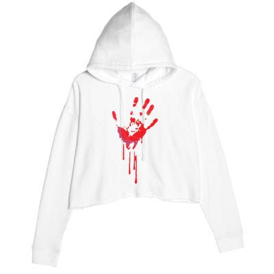 Bloody Hand Horror Blood Creepy Halloween Crop Fleece Hoodie