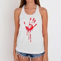 Bloody Hand Horror Blood Creepy Halloween Women's Knotted Racerback Tank