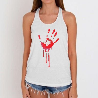 Bloody Hand Horror Blood Creepy Halloween Women's Knotted Racerback Tank