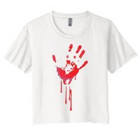 Bloody Hand Horror Blood Creepy Halloween Women's Crop Top Tee