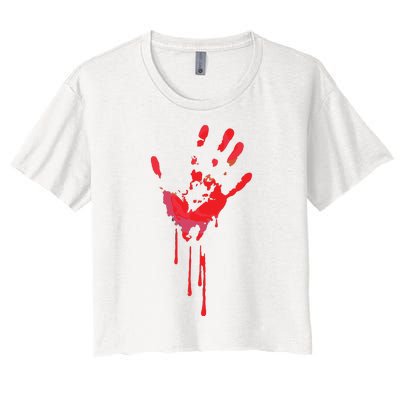 Bloody Hand Horror Blood Creepy Halloween Women's Crop Top Tee