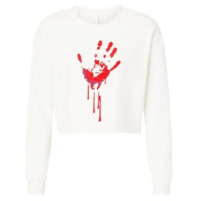 Bloody Hand Horror Blood Creepy Halloween Cropped Pullover Crew