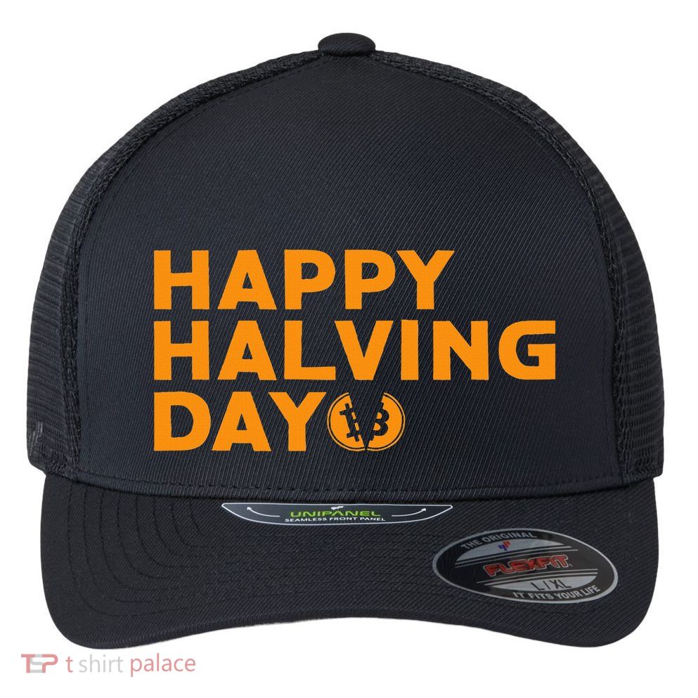 Bitcoin Halving Happy Halving Day Crypto Cryptocurrency Flexfit Unipanel Trucker Cap