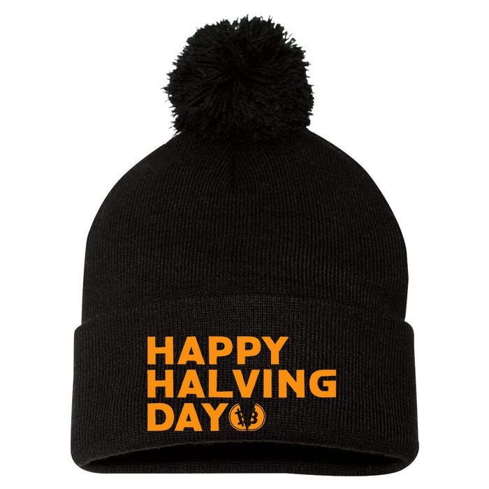 Bitcoin Halving Happy Halving Day Crypto Cryptocurrency Pom Pom 12in Knit Beanie