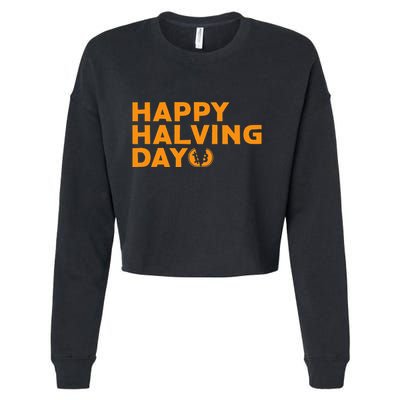 Bitcoin Halving Happy Halving Day Crypto Cryptocurrency Cropped Pullover Crew
