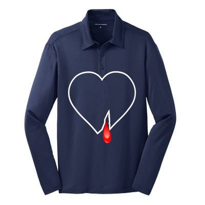 Broken Heart Heart Blood Heart Premium Silk Touch Performance Long Sleeve Polo