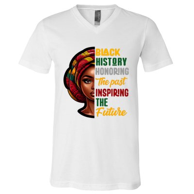 Black History Honoring Past Inspiring Future Women V-Neck T-Shirt