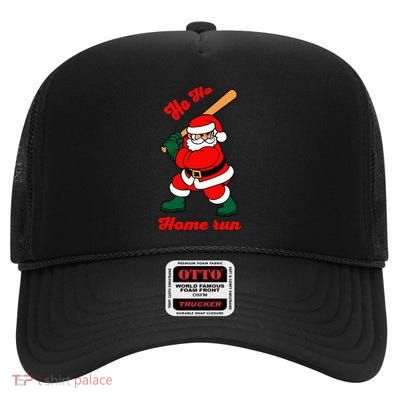 Baseball Ho Ho Homerun Ugly Christmas Santa Meaningful Gift High Crown Mesh Back Trucker Hat