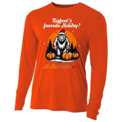 Bigfoots Hallothanksmas Holiday Pumpkin Field Christmas Hat Cooling Performance Long Sleeve Crew