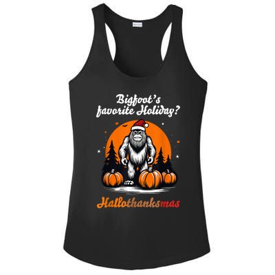 Bigfoots Hallothanksmas Holiday Pumpkin Field Christmas Hat Ladies PosiCharge Competitor Racerback Tank