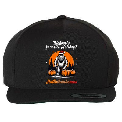 Bigfoots Hallothanksmas Holiday Pumpkin Field Christmas Hat Wool Snapback Cap