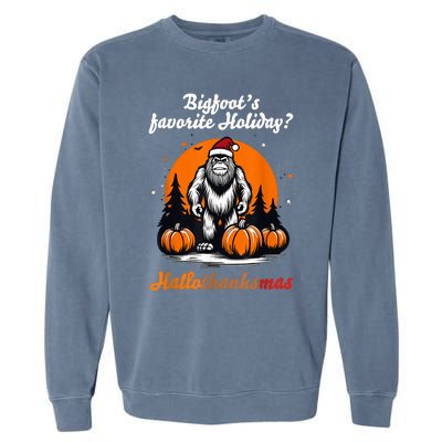 Bigfoots Hallothanksmas Holiday Pumpkin Field Christmas Hat Garment-Dyed Sweatshirt