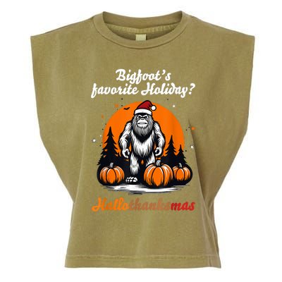 Bigfoots Hallothanksmas Holiday Pumpkin Field Christmas Hat Garment-Dyed Women's Muscle Tee