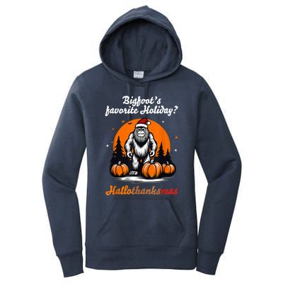 Bigfoots Hallothanksmas Holiday Pumpkin Field Christmas Hat Women's Pullover Hoodie